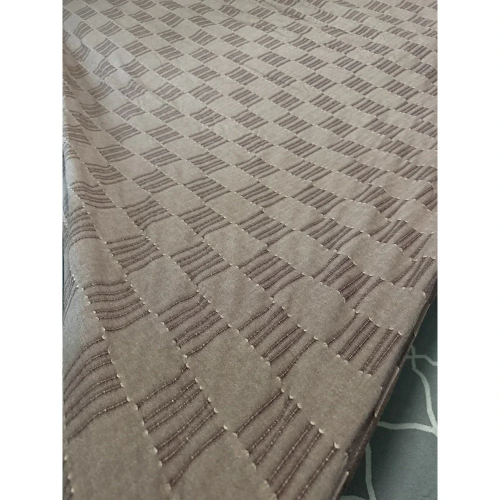 Dansk Full Queen Duvet Cover & 2 Shams Cocoa Brown Cotton Textured Grid VTG